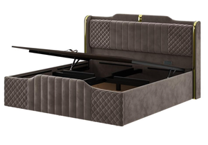 Modern Upholstered Velvet <b>Bed</b> Frame <b>Queen</b> Size Soft <b>Bed</b> <b>with</b> Quilted Headboard and Footboard - Product Image 5