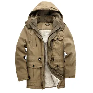 Coat Winter Thickened Fleece Warm Men's Jacket Solid Color Casual Outwear Outdoor Windproof Parkas Cotton Clothes