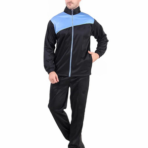 Men Color Block Tracksuit Set <b>Zip</b> <b>Up</b> <b>Jacket</b> Elastic Waist Pants Sporty Autumn Training Wear Full Sleeve Stand Collar - Product Image 1