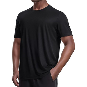 T-shirt de bain athlétique à manches courtes pour homme, noir, protection solaire UV 50+, anti-éruption cutanée, séchage rapide, vente en gros, direct usine - Product Image 1