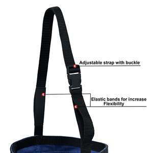 <b>Blue</b> <b>Canvas</b> Horse Feed Bag Adjustable Strap Rectangular Leather Patch Durable Feeding Bag Bulk Wholesale OEM Supplier - Product Image 3
