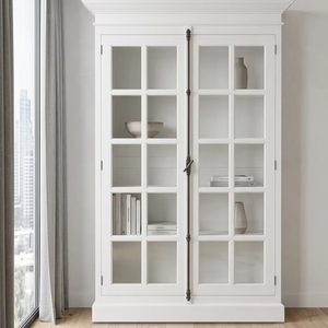 Vitrina de Madera de Teca Sólida, Ecológica y Duradera, con Puerta de Vidrio, para Almacenamiento y Exhibición, Clásica para Sala de Estar o Dormitorio - Product Image 3