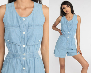 Nouvel ensemble en jean 2 pièces pour femme, taille haute, printemps 2026, couleur unie, avec boutons, short cargo et haut à col en V, style streetwear - Product Image 1