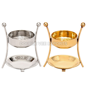 กระถางธูปทองเหลืองสองขา |   ที่วางถ่านสำหรับโบสถ์ – DOUBLE VEE EXPORTS - Product Image 2