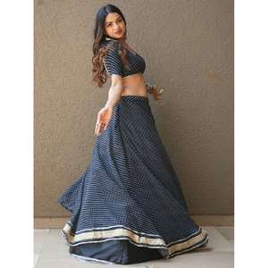 Précieux Noir Laheriya Imprimer Georgette Lehenga Choli Avec Dupatta - Product Image 5