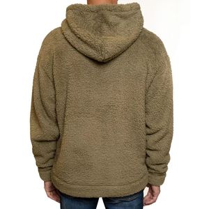 Men's <b>Hooded</b> <b>Fleece</b> <b>Jacket</b> Solid Color Oversized Casual Winter Coat Green - Product Image 3