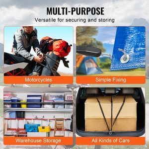 Set di 4 Ganci a S in Acciaio Resistente da 20mm con Corda Elastica Piatta da 20mm, 40 Pollici, per Controllo Carico su Camion e Teloni - Product Image 3