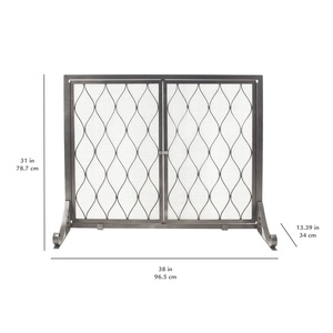 Protector de Chimenea Metálico con Diseño de Ondas Marroquíes, Doble Puerta, Resistente al Calor, Protección Contra Chispas - Product Image 3