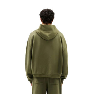 Sweat à capuche zippé unisexe OEM vintage délavé coupe ample 500 g/m² en molleton brossé surdimensionné délavé à l'acide uni basique - Product Image 3