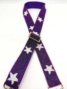 Correa de Bolso de Algodón a Cuadros Bordada a Mano ALI FASHION ART con Estrellas Doradas y Ganchos Metálicos, Forma Rectangular - Product Image 4