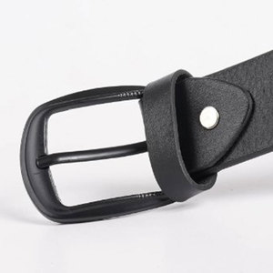 Ceinture décontractée en cuir véritable, couleur unie, boucle en fer, robuste, style moulé d'une seule pièce - Product Image 5