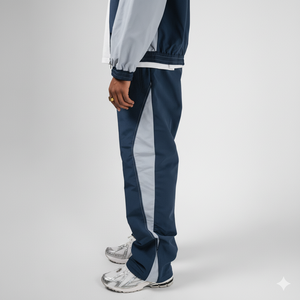 Ensemble de survêtement unisexe bleu marine, fermeture éclair intégrale, séchage rapide, polyester, design sportif, vêtements d'automne, coupe régulière, poches latérales - Product Image 3