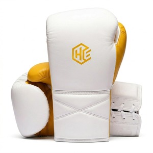 OEM Top Quality White Yellow Cowhide Leather Boxing Complete Set Durable <b>Training</b> <b>Head</b> Gear and Goin Guard Boxing Gloves - Product Image 2