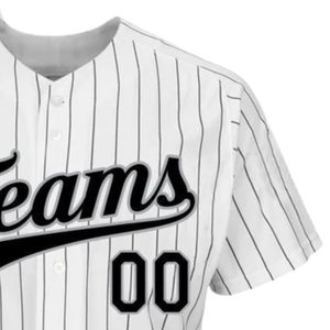 White Black Pinstripe Black Gray Baseball Jersey for Men Button Down Team Uniform Lightweight <b>Athletic</b> Game Day Sports Apparel - Product Image 4