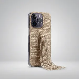 Beaded Tassel <b>Phone</b> Cover Case Luxury Sparkle Seed Bead Cover luxury Shiny Silver Glass Seed Bead Embroidery Cover At Best Price - Product Image 3