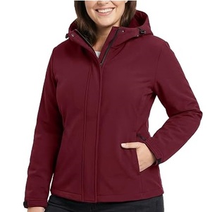 <b>Black</b> Zipper Softshell <b>Windbreaker</b> Jacket With Hoodie Shell Jacket Plus Size Hooded Coat Women Fleece Outdoor Softshell Jackets - Product Image 6