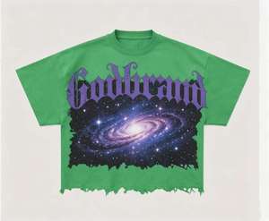 Camiseta Vintage con Logotipo Frontal, Oversize, Ecológica, Transpirable, Estilo Retro Urbano, con Letras y Diseños Góticos, Manga Corta - Product Image 1