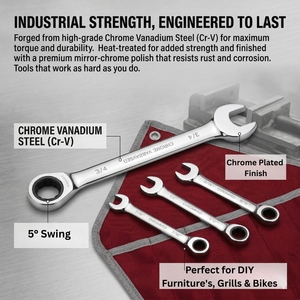 Eastman Metric Matt Finish Flex Head Ratcheting <b>Wrench</b> CR-V Steel 72 Teeth Industrial Dual-use Design OEM E-4101 - Product Image 5