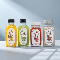 Bouteille en verre mini rechargeable vide de 60 ml avec bouchon à vis pour jus, lait, thé, boba, café et autres boissons