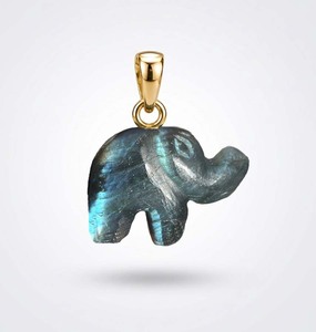 Pendentif Éléphant en Œil de Tigre Naturel Sculpté à la Main, Breloque Animale en Pierre Précieuse Plaqué Or, Bijou Cristal de Guérison, Collier Totem Éléphant - Product Image 3