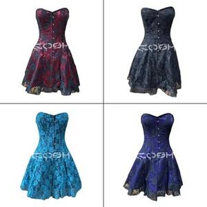 Elegante Vestido Corto de Satén Negro sin Tirantes con Encaje y Corsé con Varillas de Acero para Mujer, Vestido de Fiesta/Cóctel con Corte en A - Product Image 3