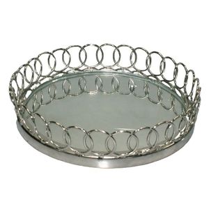 Classic Round Metal <b>Mirror</b> Serving Tray Luxury Decorative Display Plate For Wedding Party Table Centerpiece - Product Image 1