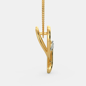 Collier pendentif double cœur infini en or jaune avec diamant de laboratoire - Product Image 2
