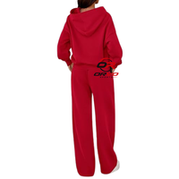 Ensemble de survêtement 2 pièces pour femme, style streetwear automne, couleur unie, coupe ample, décontracté, longueur intégrale, tricoté en polyester/coton