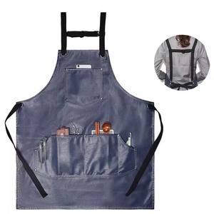 Capa de Peluquería Portátil y Resistente de PU, Negra, Impermeable, con Bolsillos y Correas Ajustables para Uso en Salones de Belleza y Barberías - Product Image 5