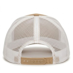Casquette de baseball légère d'été avec logo personnalisé, kaki et blanc, style camionneur, visière incurvée classique, dos en maille, fermeture à pression réglable - Product Image 4