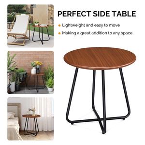 Table d'appoint d'extérieur résistante aux intempéries avec plateau imitation bois pour patio, jardin ou balcon - Product Image 6