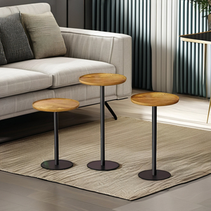 Lot de 1 table d'appoint ronde en métal et en bois à vendre pour intérieur, extérieur, maison ou bureau, tables basses pour salon ou boissons - Product Image 5