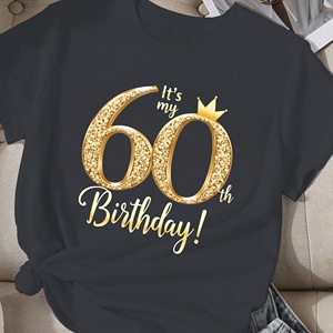 Camiseta cómoda informal para mujer para 60 cumpleaños tela de punto de poliéster con patrón impreso - Product Image 2