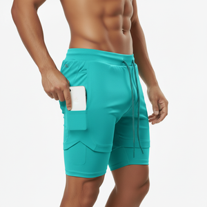 Men Polyester Spandex Double <b>Layer</b> Gym Shorts Silicone Printing Comfort Elastic Waistband Casual Quick Dry Breathable Street - Product Image 1