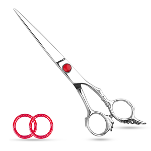 Tijeras de peluquero plateadas de alta calidad al por mayor, tijeras de corte de pelo de acero inoxidable con punta de hoja afilada para peinar el cabello - Product Image 1