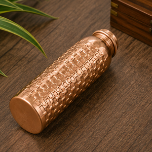 Recipiente de Cobre Puro con Patrón de Ladrillo Premium, con Tapa, para Bebidas, para Uso en el Hogar, Viajes y Fiestas - Product Image 3