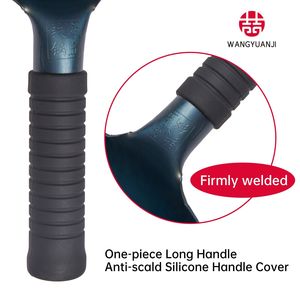 WANGYUANJI Wok in Acciaio al Carbonio Blu con Rivestimento sul Fondo, Tecnologia Antiaderente, Manico in Silicone, per Uso Domestico - Product Image 4