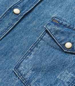 High Quality Long Sleeve Mens Western <b>Cowboy</b> Shirt Custom Logo Horn Button Plaid Cotton Denim <b>Top</b> - Product Image 4