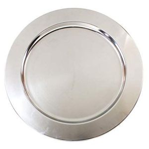 Plato de Servicio Decorativo de Acero Inoxidable Plateado de 13 Pulgadas, Plato Base Metálico para Bodas y Eventos Formales, Venta al por Mayor - Product Image 1