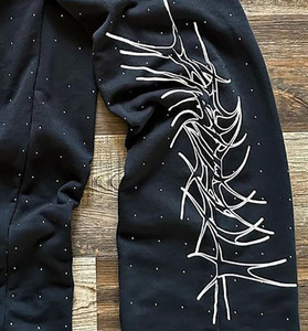 Custom <b>Men's</b> Black Elastic Waist Sweatpants With <b>White</b> Embroidery Pattern Casual Autumn Wear 100% Cotton Midweight Knitted <b>Pants</b> - Product Image 3