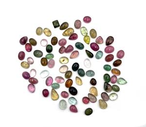 Tourmaline naturelle multicolore, cabochon, formes variées, pierres précieuses en vrac, 6-9 mm, certifiées IGI, 20 carats, haute qualité pour la fabrication de bijoux - Product Image 4