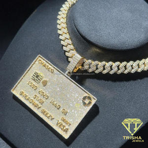 จี้เพชรโมอิสซาไนต์ทรงบัตรเครดิตสุดหรู ประดับเพชรเต็มแบบ Iced Out ดีไซน์ลายบัตรธนาคารอย่างละเอียด ทำจากเงินแท้ 925 สไตล์ฮิปฮอป - Product Image 4