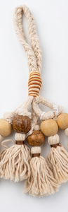 <b>Tassel</b> Decorative <b>Key</b> Ring With Wooden Beads And Cotton Fringe <b>For</b> Drawer Pull Handle - Product Image 3