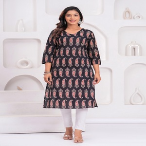 Women Black Printed Straight <b>Kurti</b> Ethnic Casual Wear <b>Kurti</b>, Work <b>Kurti</b> , Trendy <b>Kurti</b> , New Kurta - Product Image 1