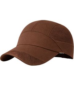 Men Brown Mesh Panel Sports Cap Breathable Lightweight Adjustable Summer Running Training Outdoor Baseball Hat For Men Use - Product Image 2