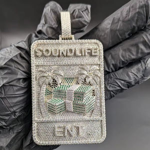 Colgante Personalizado de Moissanita Natural con Logotipo y Letra Inicial, Estilo Hip Hop, Plata de Ley 925, Joyería Fina, Colgantes y Dijes - Product Image 1