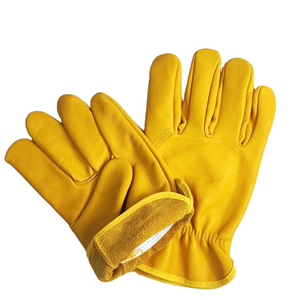 Spiritchill Goods Yellow Leather Safety <b>Gloves</b> Full Smooth Texture Abrasion Resistant Anti Slip Straight Cuff General Purpose - Product Image 6
