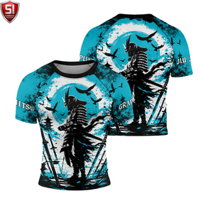 Unisex Panda Samurai Print <b>Compression</b> Shirt Crew Neck <b>Short</b> Sleeve Breathable Digital Printed Sports Bodysuit - Product Image 6