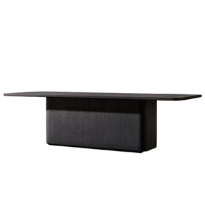 Mesa de Comedor Moderna para Exteriores, Madera de Teca Sólida, Acabado Negro, Forma Rectangular con Base de Soporte Resistente para Terraza y Villa - Product Image 3