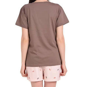 Conjunto de camiseta y pantalones cortos para mujer, con logotipo personalizado, más vendido, de dos piezas, 100% algodón. - Product Image 6